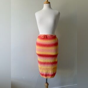Revolve More To Come Sunset Ombre Knit Midi Skirt – Size L – Pink Orange Yellow